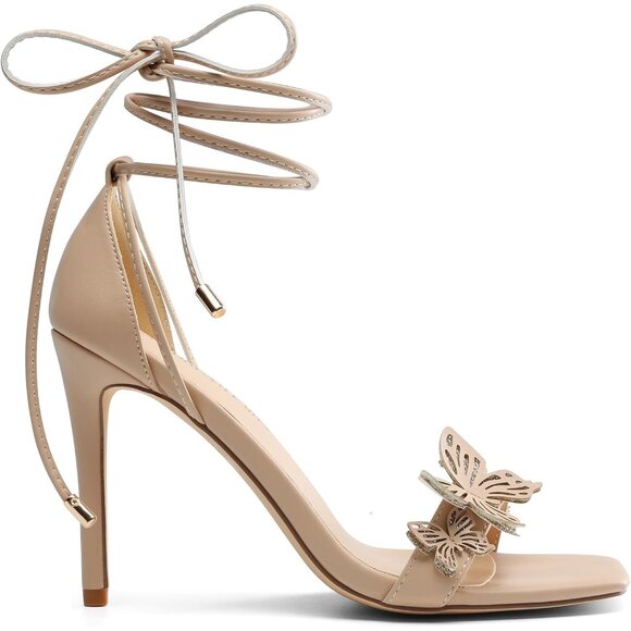 Dream Pairs Women Nude-pu Faux Leather Open Square Toe Stilletos Heels Shoes - Picture 3 of 7